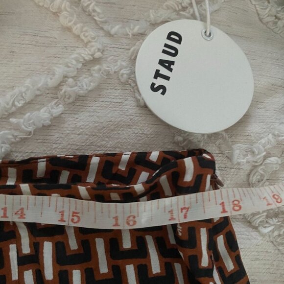 NWT Staud Bonita Pant Basket Weave Print Brown Size 16 - Picture 10 of 10